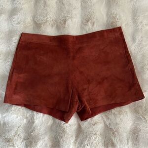 Tory Burch Suede Shorts in Rich Brown